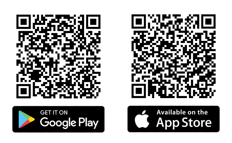 QR Code for Get it on Google play and Available on the App store link