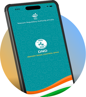 Mobile interface displaying the home screen of the TRAI DNA application on a smartphone